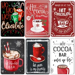 New Christmas Hot Chocolate Bar Metal Christmas Decorations Signs Farmhousees Cute Tin Sign VintageGift Retro Novelty Cafe Store