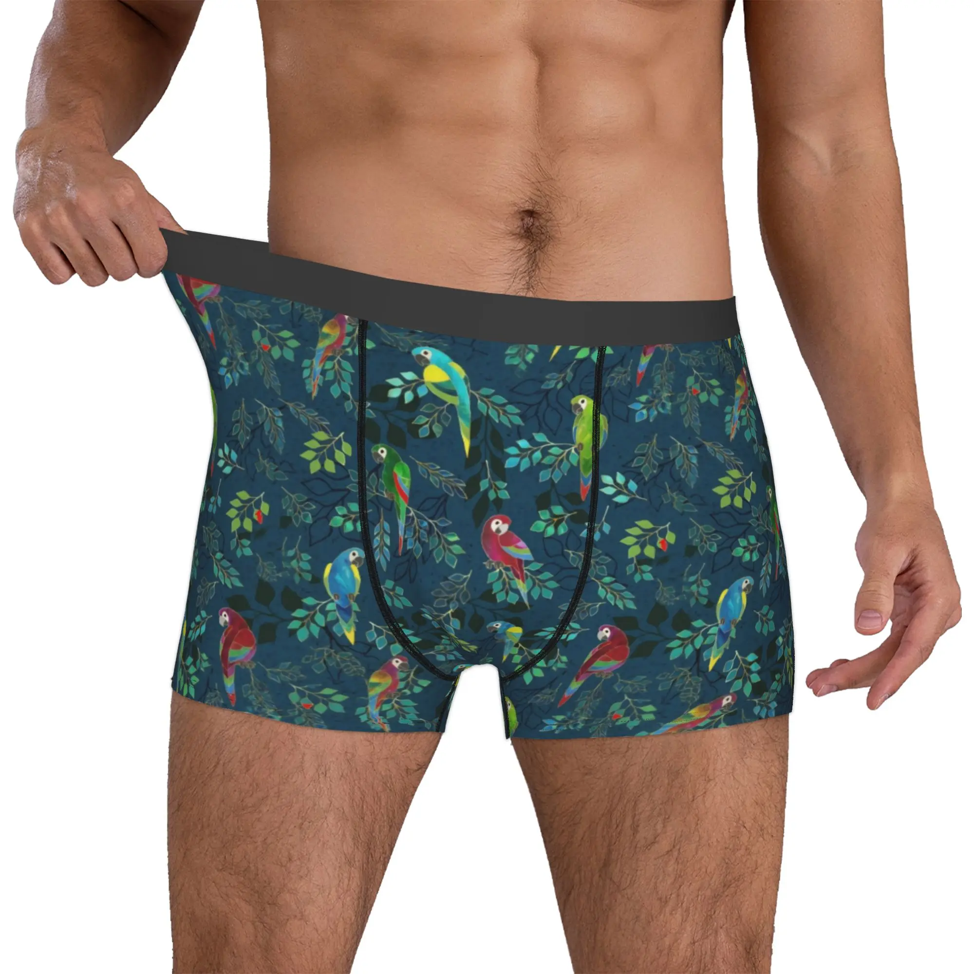 Gilded Macaws Underwear Men Print Cockatiel Macaw Parrotlet Boxer Briefs Shorts Panties Soft Underpants