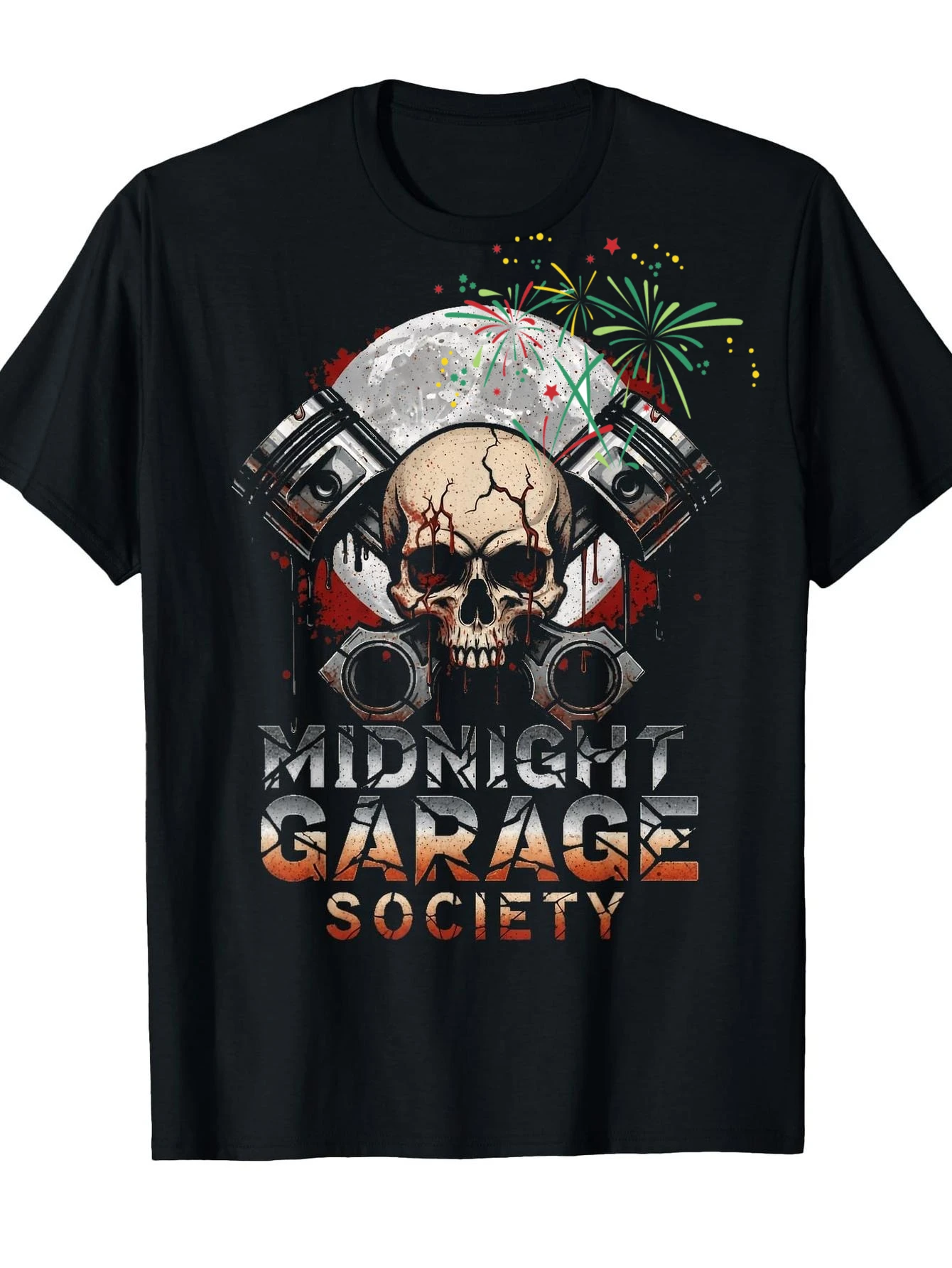 Automotive Engine & Skull Piston Garage Mechanic T-Shirt 100% Cotton O-Neck Short Sleeve Summer Casual Mens T-shirt Streetwear