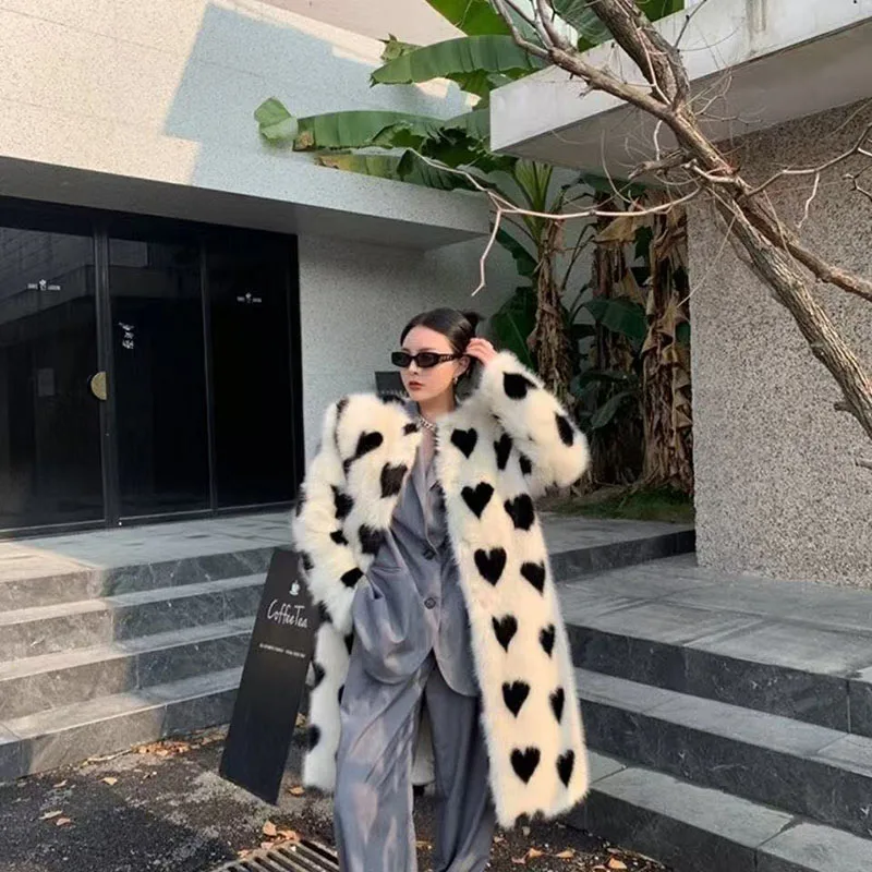 Bontjas Herfst en winter Nieuwe Qianjin Love Losse winter Milieubescherming Imitatie vossenbont Halflange jas Buitenlandse stijl