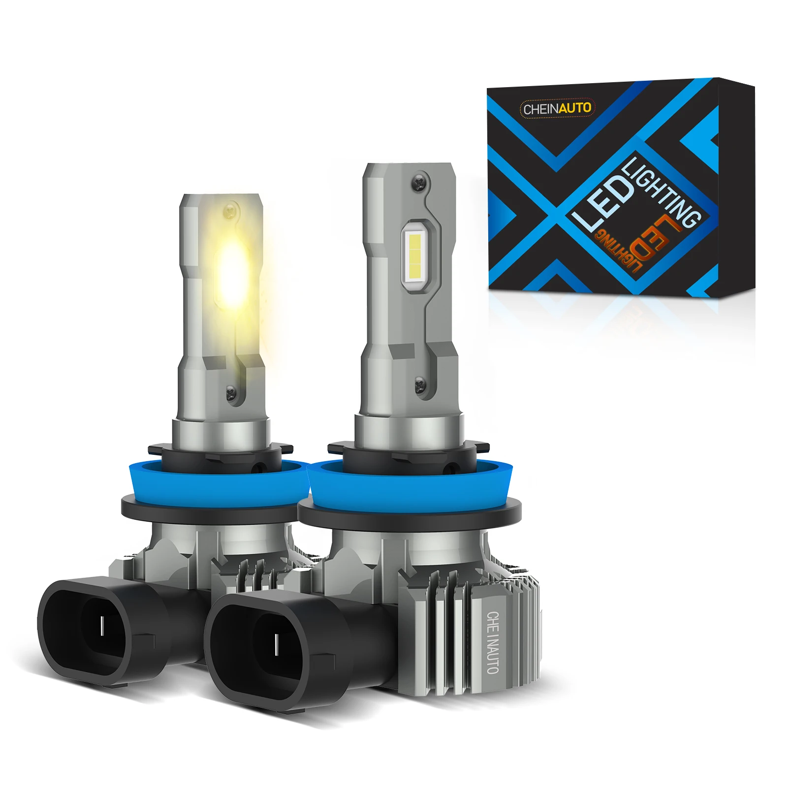 Bombillas de faro LED H11, faros delanteros de brillo 450%, bombillas LED inalámbricas de 12000 lúmenes, luces LED blancas frías de 6000K