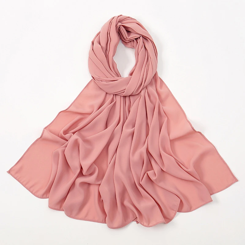 LMLAVEN Frauen schwere Chiffon Hijab Schal Premium Chiffon muslimischen Hijabs einfache gute Nähte Maxi Wrap einfarbige Musulman Femme Schals 3