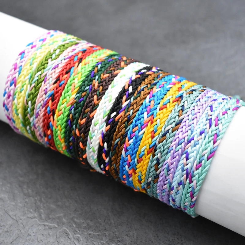 Colorful Bohemia Waved String Braided Friendship Bracelets Ethnic Multicolor Weave Textured Adjustable Bracelet Gift for Couple