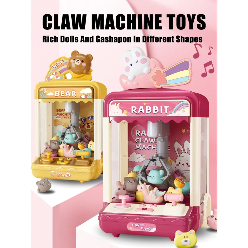 

Popular fun household mini claw machine children toy clip cute cartoon doll Grabbing Scratching machine girl birthday gift toys