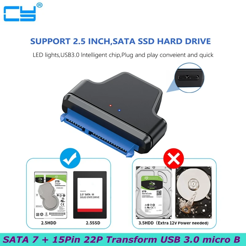 

New SATA （7+15）22Pin to USB 3.0 Micro B Female for 2.5 Inch External SATA HDD SSD Hard Drive Adapter Cables Sata III Cords