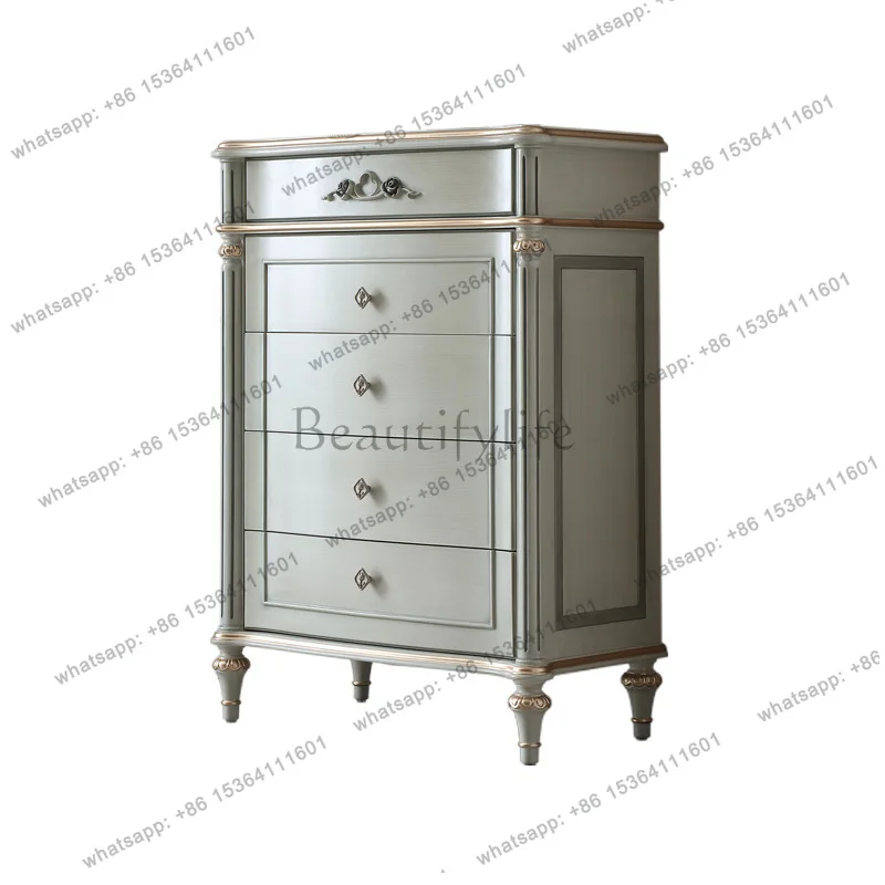 

French light luxury solid wood chest of drawers living room bedroom European drawer storage cabinet