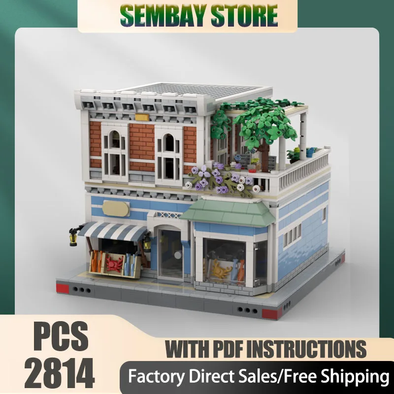 

Городской вид на улицу Moc, строительные кирпичи, модульный магазин Fishmonger, офисная модель, технологические блоки, рождественские игрушки «сделай сам», строительный подарок