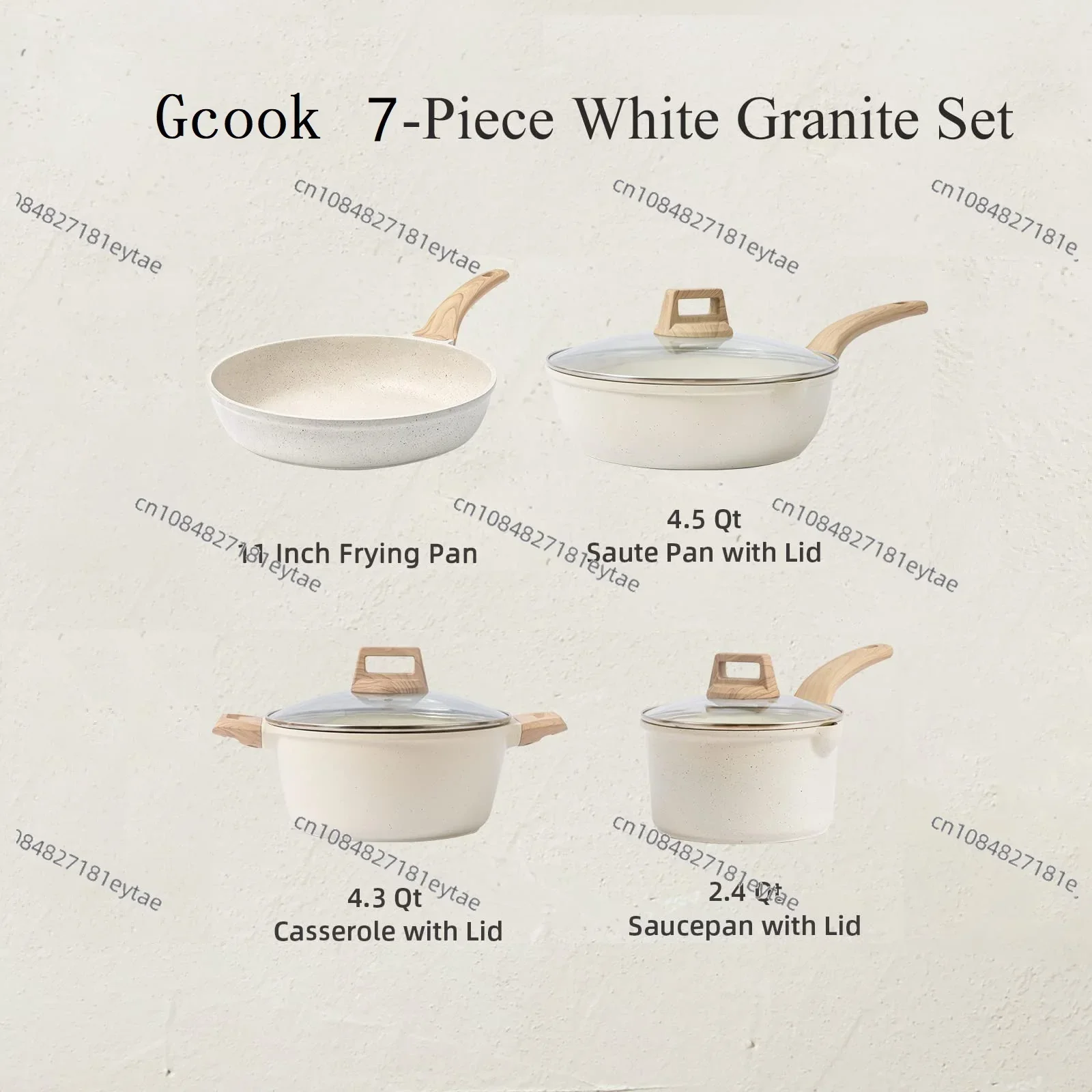 7-Piece set of pots and pans non-stick white granite induction kitchen cookware set non-stick cooking set frying pan sauce pan