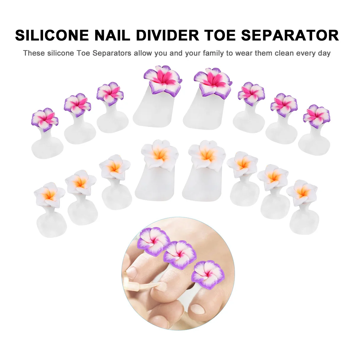 

2Set Silicone Toe Separators Soft Comfortable Toe Corrector Pedicure Nail Art Separator Pain Relief Corn Blister Callus Foot