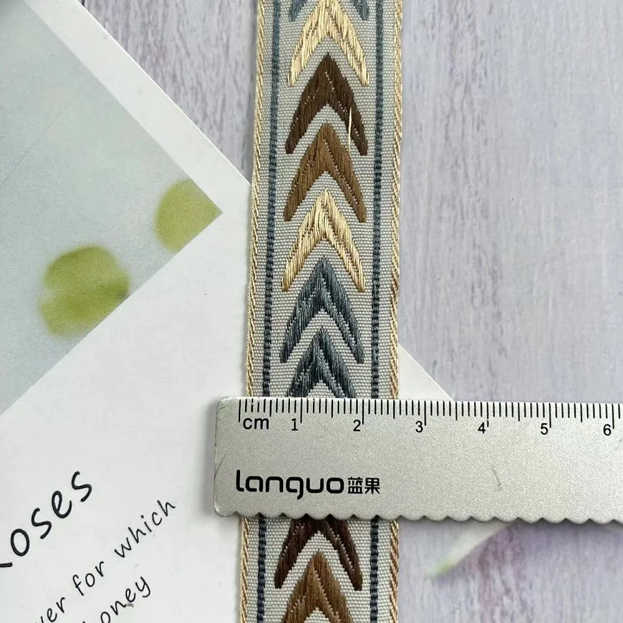 10 yards/lot Ethnic style webbing Woven Jacquard Ribbon classical Green for Garment accessories  LS-3727 Width 2.5 CM