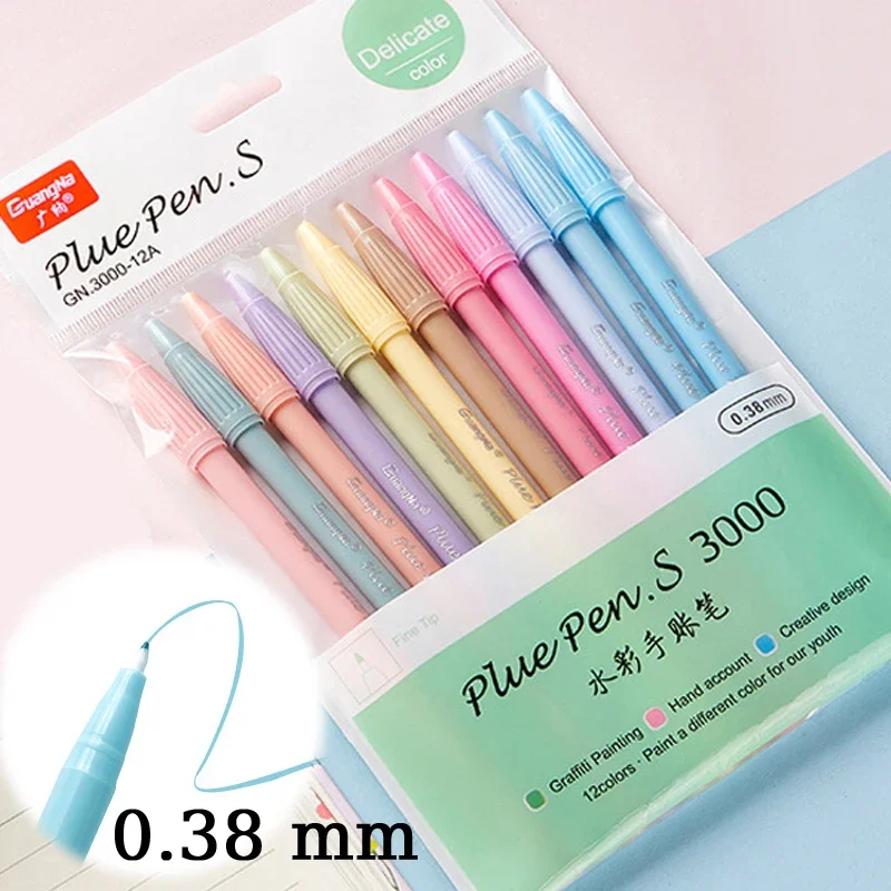 12PCS Water-based Fineliner Macaron Color Pen Set Journaling Hook Line Drawing Pens Fiber Writing Graffiti School Supplies DIY