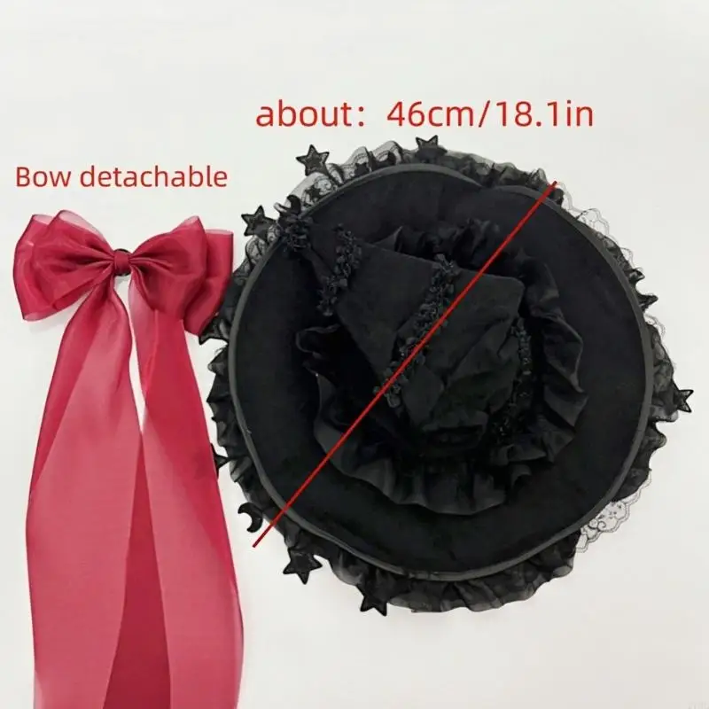 Chapéu bruxa Halloween 270D Wizard Caps Wizard Cosplay fantasia larga chapéu pontiagudo