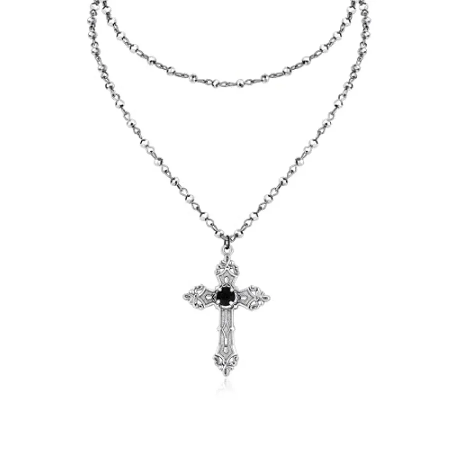 

Gothic Layered Cross Necklace, Goth Choker, Gothic Emo Grunge Necklace, Goth Jewelry, Halloween Jewelry Gift for Women