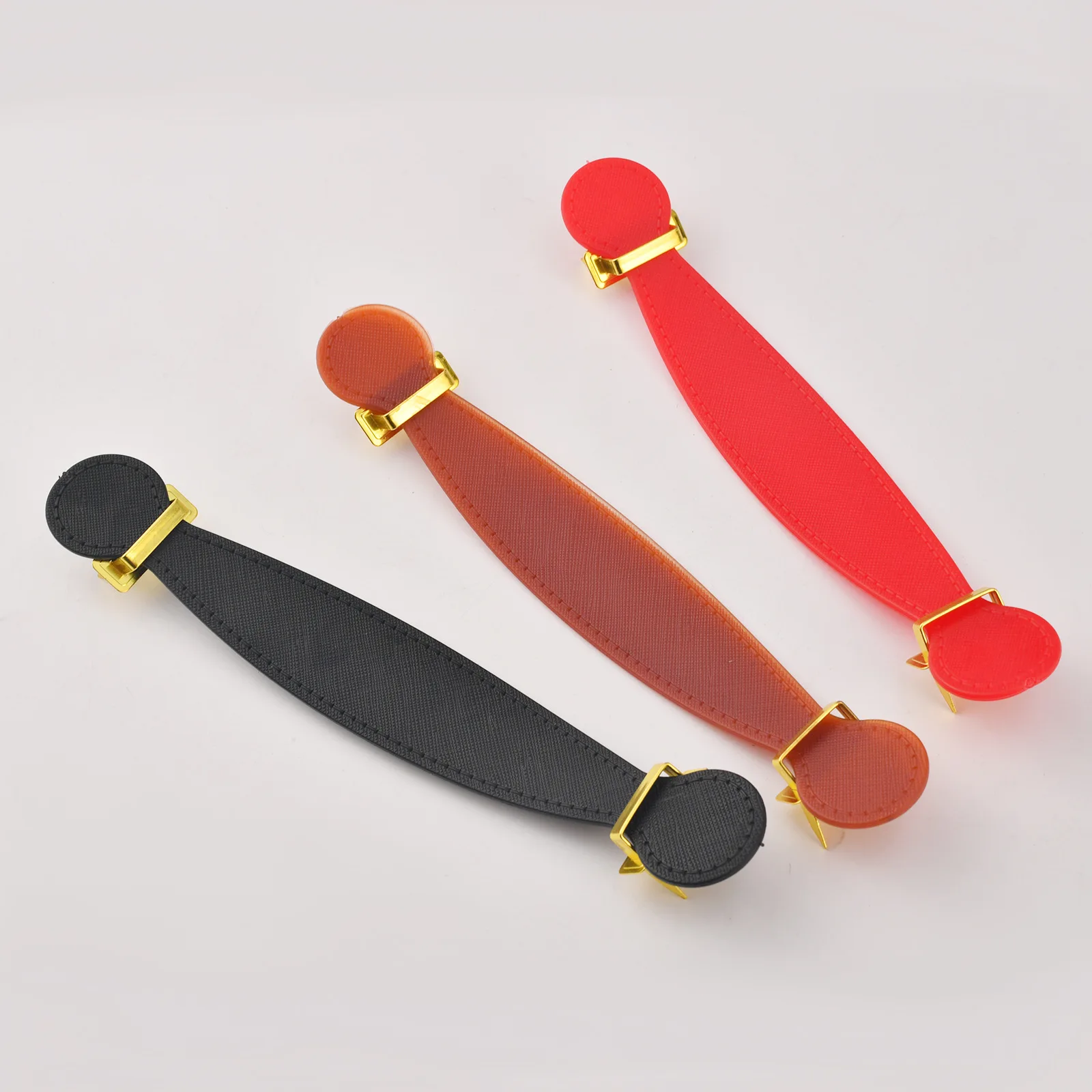Plastic cross-border box pu handle gift box plastic handle color bag leather handle double-sided suture leather hand