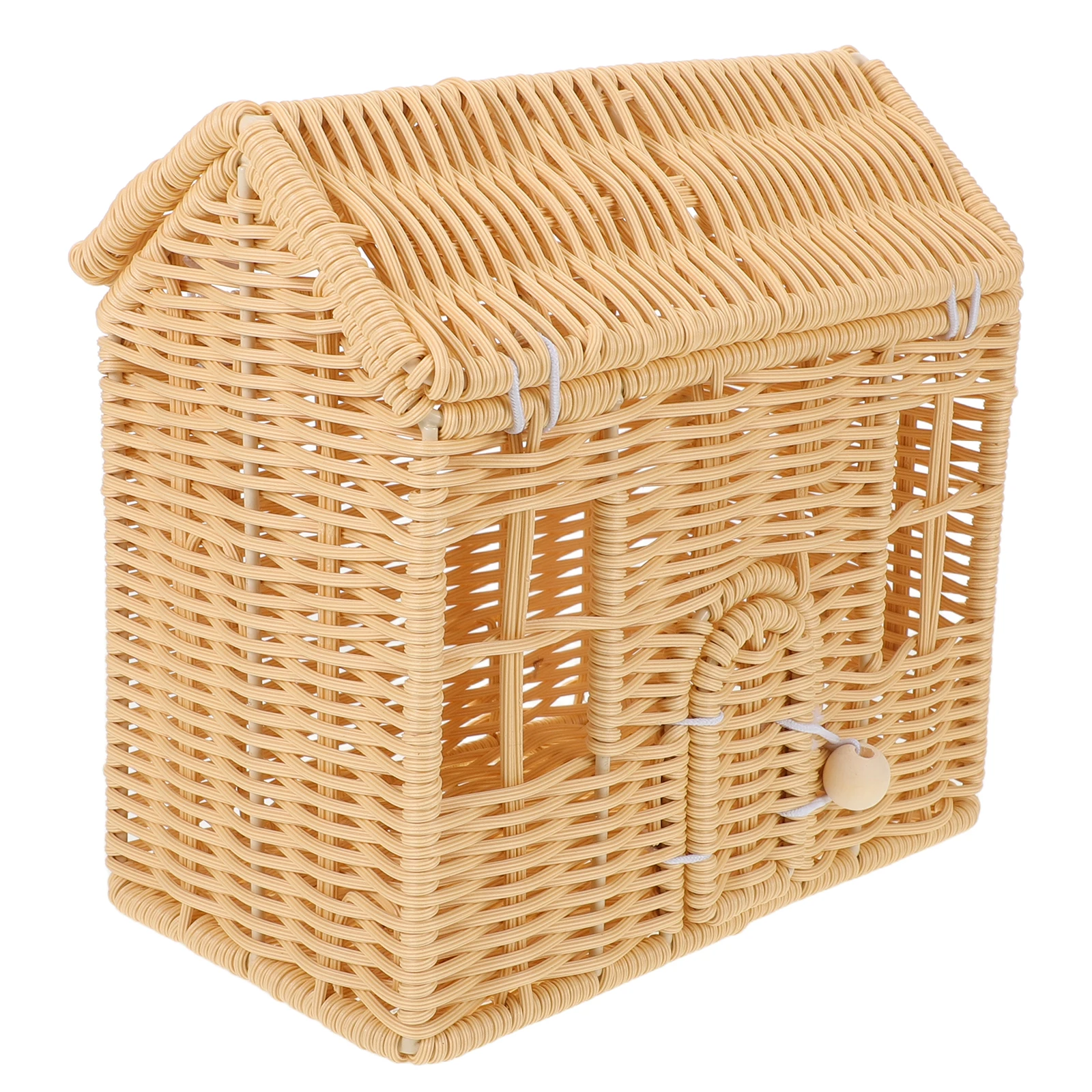 

Christmas Candy Basket Handmade Woven Manual Boxes Plastic Storage with Handles