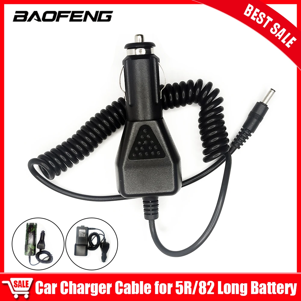 12V 1A Car Charging Plug 1000MA Power Cable DC Plug for Baofeng Radios UV-5R UV-82 Long Battery UV-S9 UV-10R Battery Charging