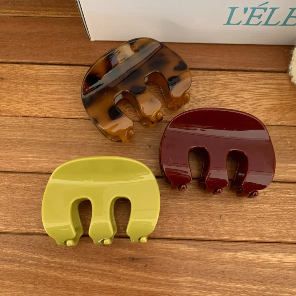 Fashion M-shaped Hair Claw Clips Leopard Print Solid Color Small Hair Clip Headwear Headdress