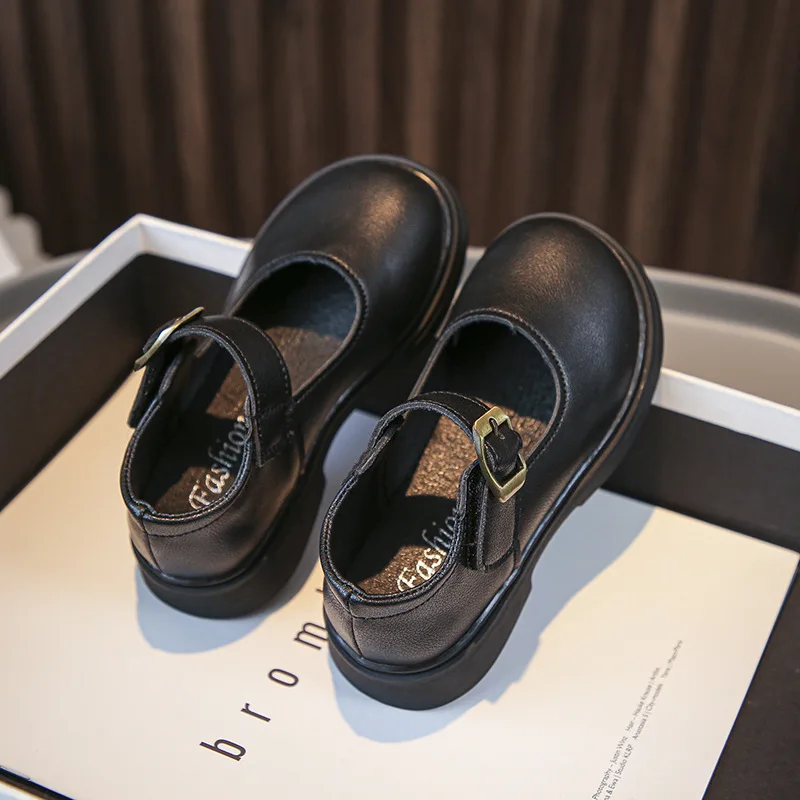 Boys Leather Shoes Soft Fashion Britain Style Black Baby Girls Casual Uniform School Shoes Children Versatile Loafer 2023 Simple