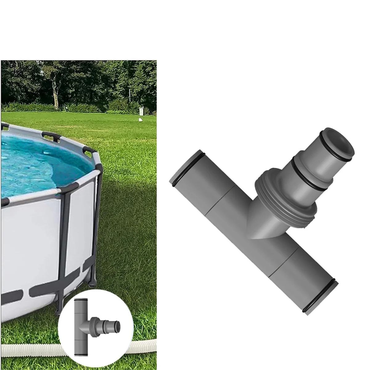 B43C Pool Hose Connector Swimming Pool Filter Pump Pipe 1.5inch to 2pcs 1.5in T Joint Pool Connector