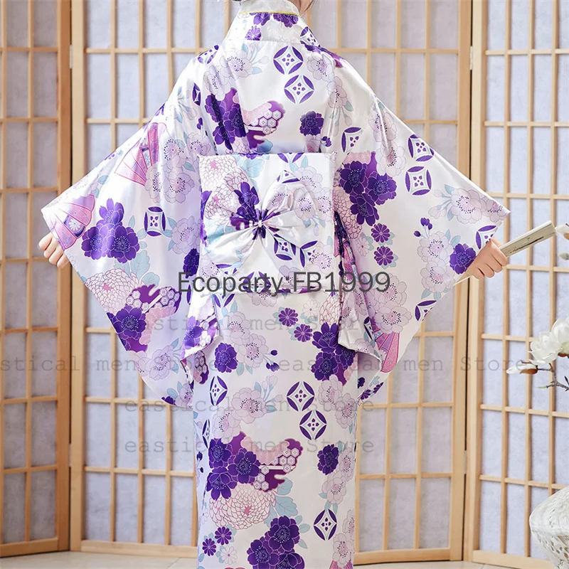 بدلة كيمونو يابانية تقليدية للأطفال للفتيات جميلة كرين ساكورا مطبوعة يوكاتا رداء كيمونو للأطفال مع زي أداء أوبي #6