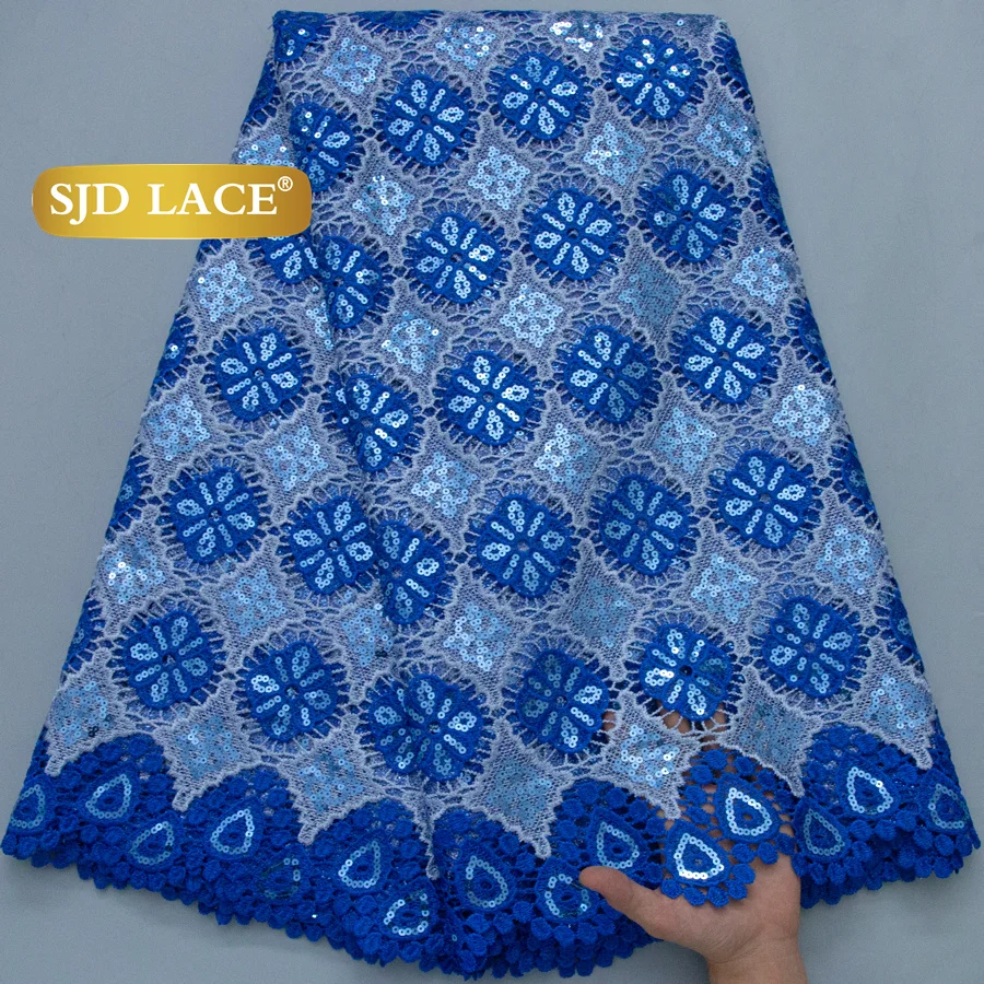 

SJD LACE Nigerian Cord Lace Fabric 5Yards 2026 High Quality African Sequins Water Soluble Lace for Sewing Women Party Dress 4684