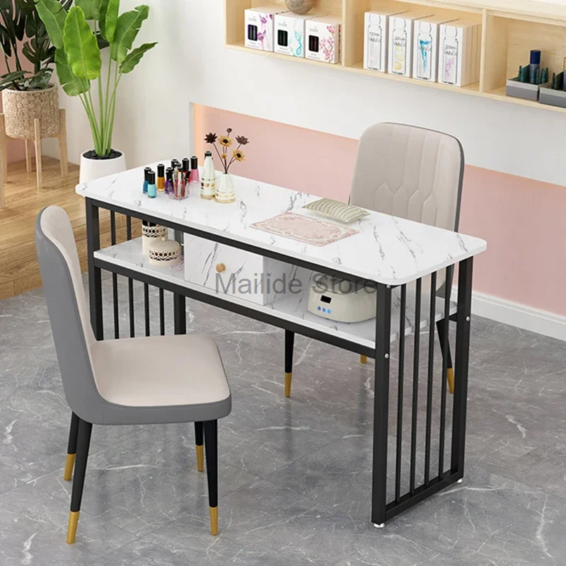 Modern Wrought Iron Manicure Station For Commercial Furniture Nail Tables Simple Economical Upscale Professional Manicure Table