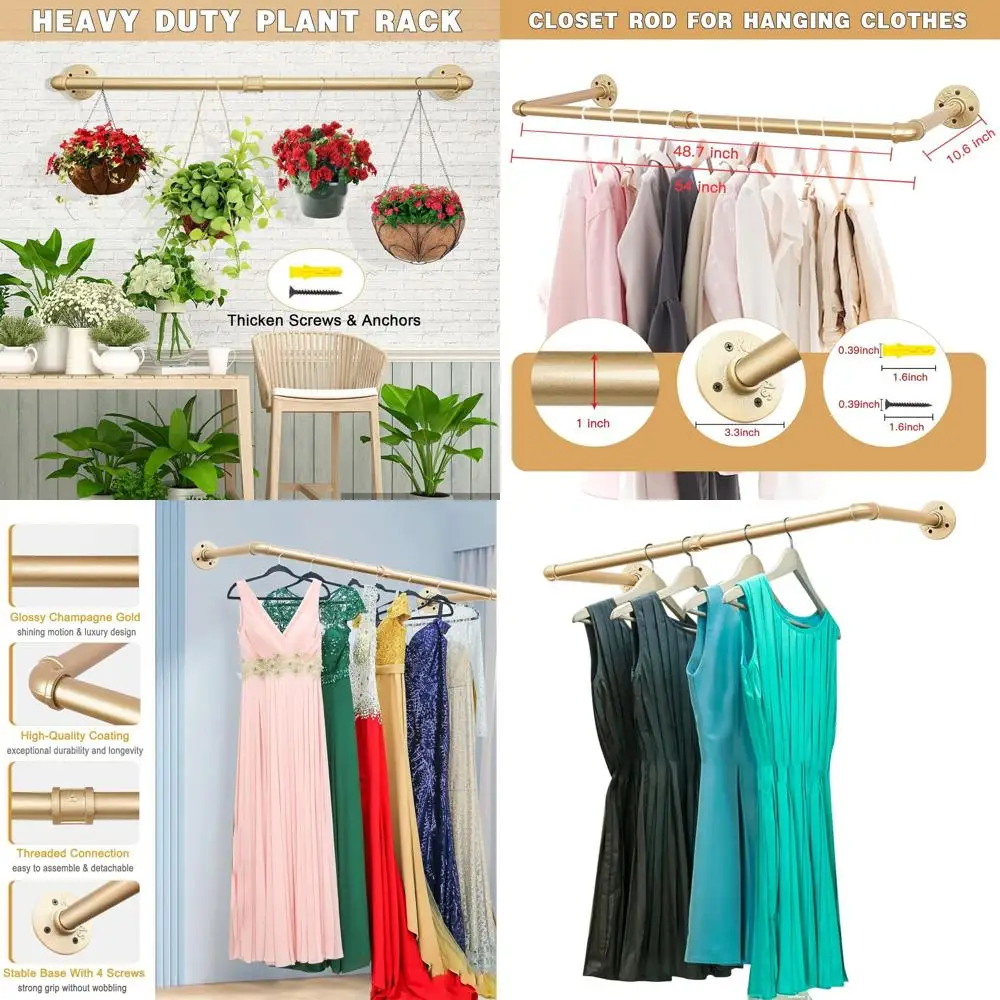 

54 Modern Metal Portable Laundry Drying Rack, Heavy Duty Ironing Closet Hanger, Detachable Hanging Bar for Storage