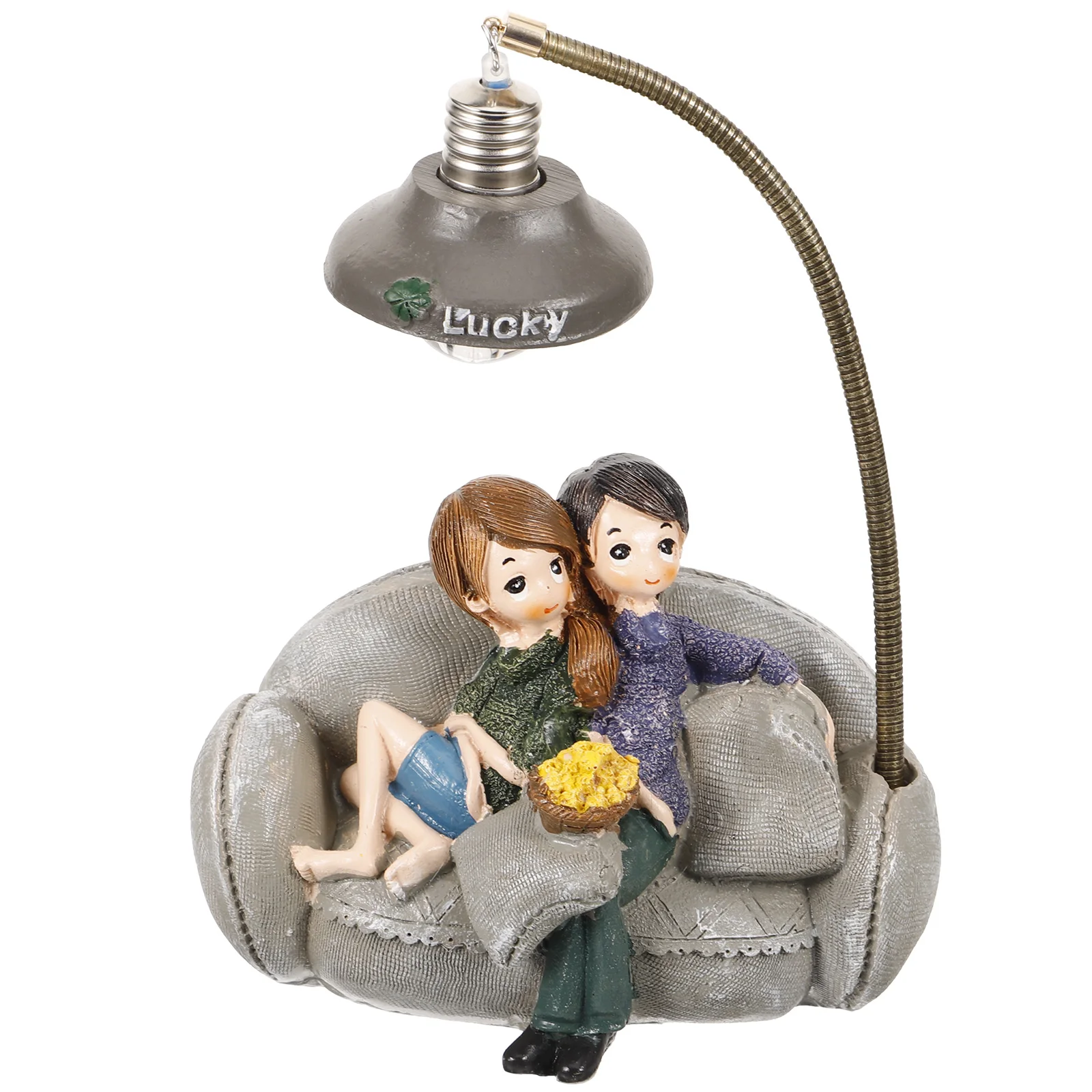 

Couple Night Lights Resin Cartoon Figurine Lamp Bedroom Decor Desktop Ornament Tabletop Night Light Mini Student Bedside Lamp