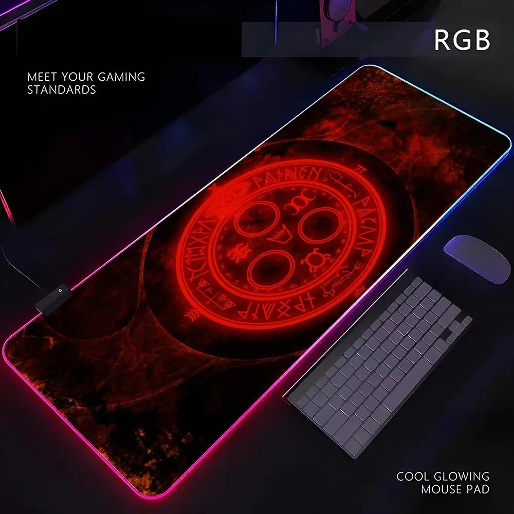 

Video Game S-Silent Hill F Mouse Pad RGB Gamer LED Light Mouse Mat Peripherals Mousepad Computer Desk Mat XL Mice Keyboard Carpe