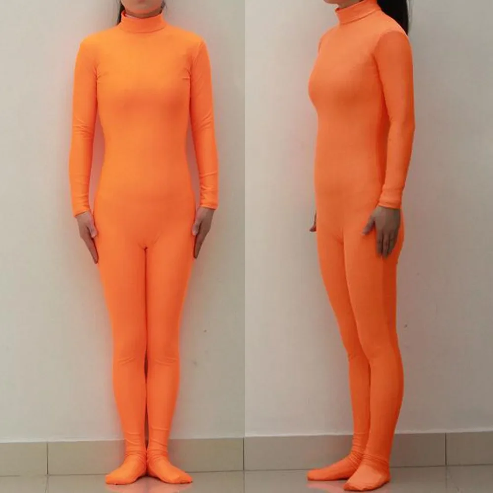 

Sexy Lycra Spandex Orange Unisex Party Leotard Catsuit Halloween Cosplay Costume Fetish Zentai Suits Wear