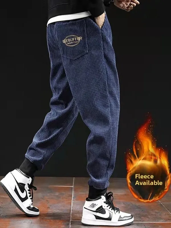 

Men's Corduroy Harlan Pants Loose Fit Fce Lined Spor Casual Trousers Autumn Winter Faion Versatile Cuffed Sweatpants