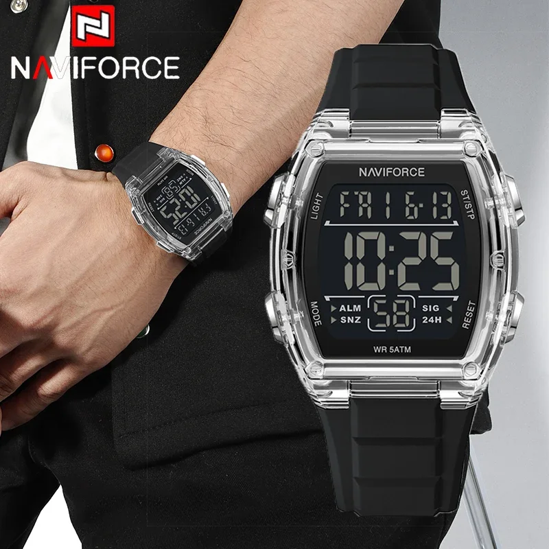 NAVIFORCE Fashion Electronic Watches Outdoor Sports Calendar Waterproof Silicone Strap Casual military Men Digital Watch Reloj
