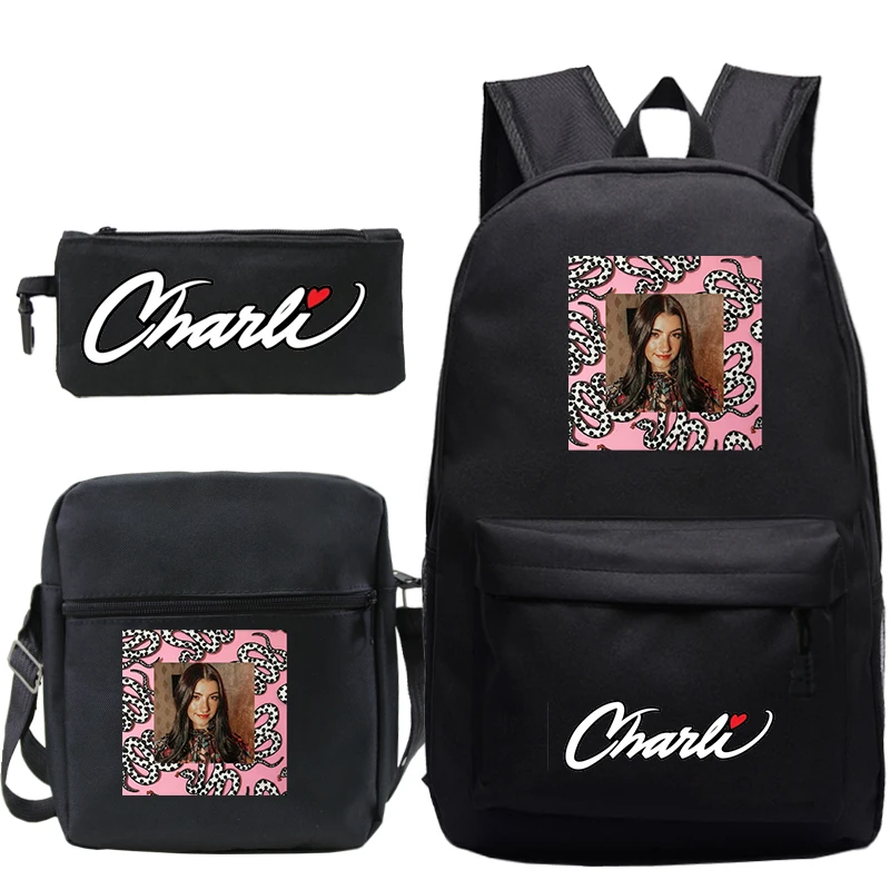 Mochila Charli Damelio Mochila 3 unids/set mochilas escolares mochilas casuales mochilas escolares bolsas para adolescentes niñas niños