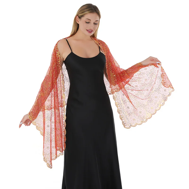 1920s Sequined Floral Embroidery Evening Dresses Shawls Wedding Bridal Bridesmaid Shawl Scarf Banquet Lady Capes Wraps view 2