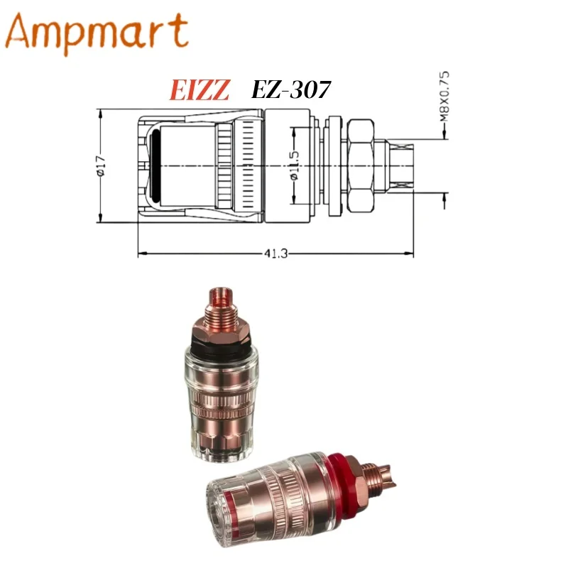 Ampmart 24K vergoldete Anschlussklemmen aus reinem Kupfer EZ-304\305\307 HiFi-Röhrenverstärker-Lautsprecherstecker – Detail 6