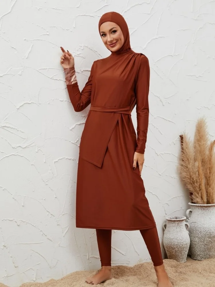 Muslim Swimwear Women Lake Modest Hijab Long Sleeves Sport Swimsuit 3 Pcs Lslamic Burkinis Wear Bathing Suit