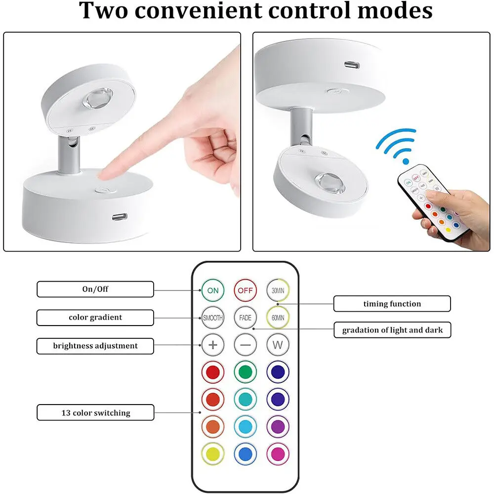2x RGB LED Downlight Restaurant Hotel Home Atmosphere Lighting Wall Mounted Remote Control Light