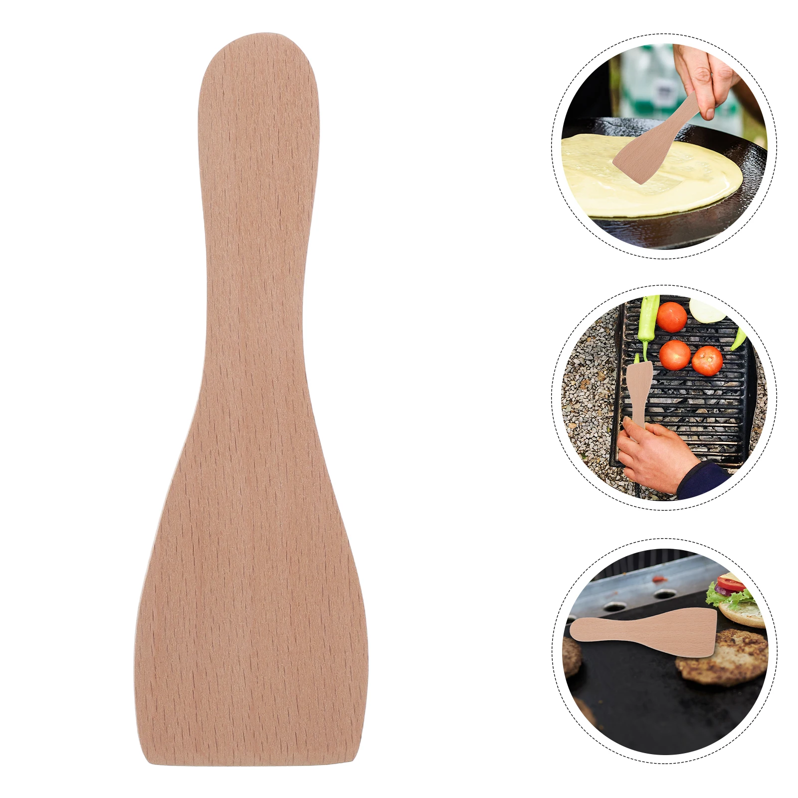 

10Pcs Straight Beech Wood Bbq Spatulas Small Kitchen Utensils for Pan Frying Baking Pizza Soft Wood Cooking Spatulas