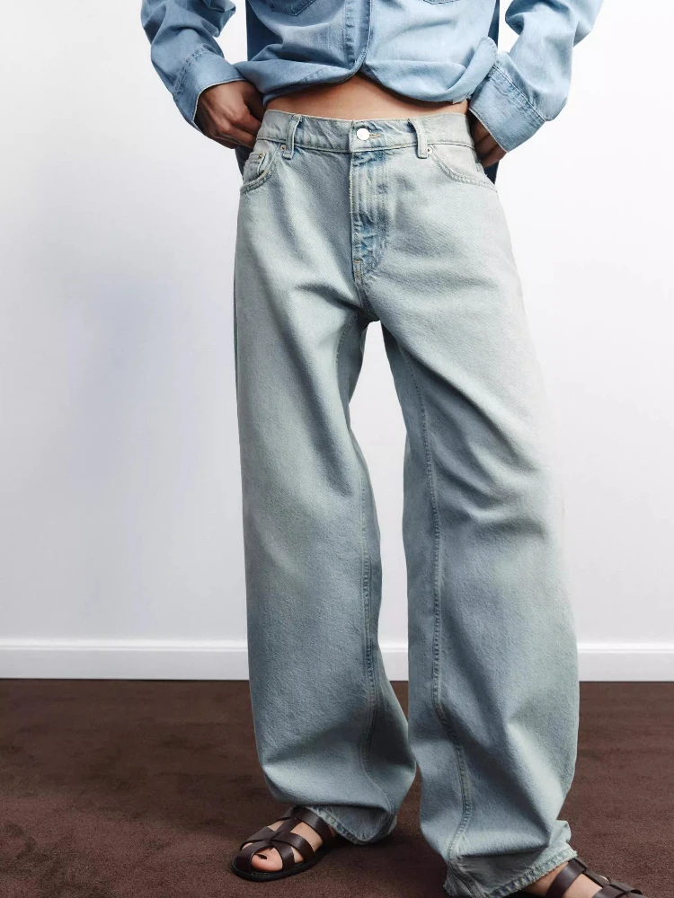 Faionable واسعة الساق الدينيم الجينز المرأة عالية الخصر بالون Sle مطبوعة العصرية الفتيات الخريف الشتاء جديد وصول الجينز