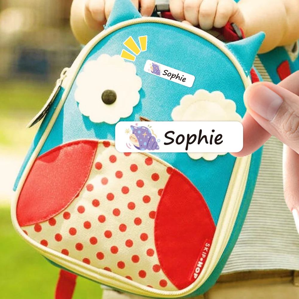 Custom Ocean Style Name Sticker,Transparent Waterproof Stickers for Kids,diy Name Labels for School Bag Bottles Box  Mug Uniform view 2