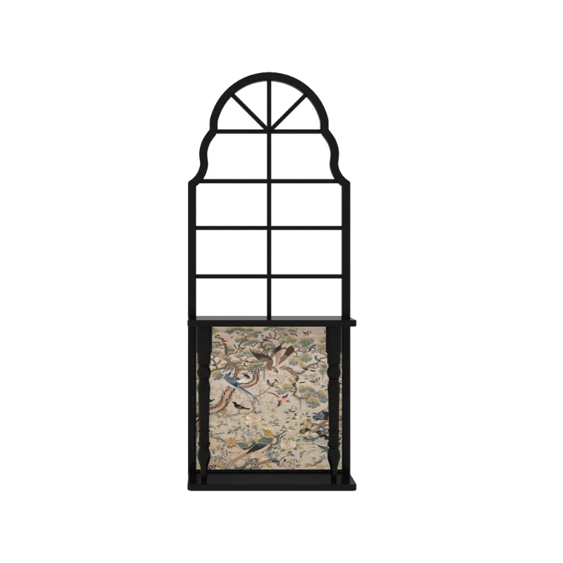 French medieval begonia glass screen partition wall solid wood living room entrance solid wood porch rack flower stand screen