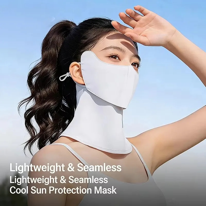 New Adjustable Summer Ice Silk Mask Magnetic Breathable Sunscreen Mask Neck Anti UV Open Style Face Cover Fishing Cycling Mask