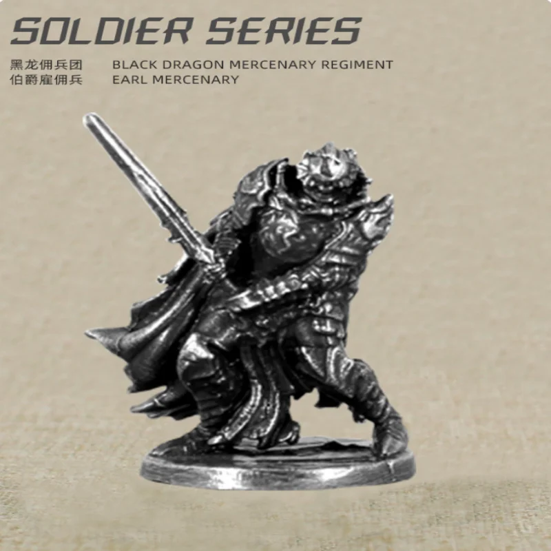 

White Brass Craft Knight Soldier Theme Retro War Legion Style Miniature Figurine Table Game Decor Collectible Art Ornament