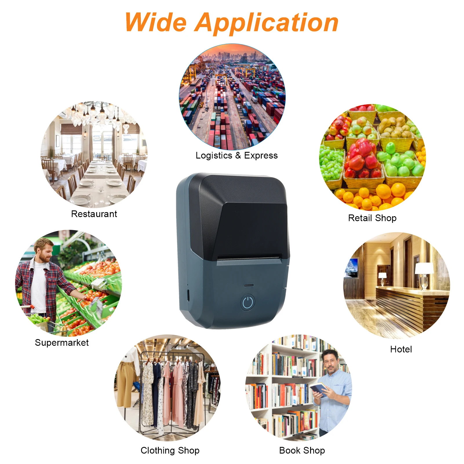 휴대용 영수증 프린터 BT USB 58mm 203dpi 미니 열 라벨 메이커 안드로이드/iOS 시스템과 호환되는 종이 롤이있는 무선