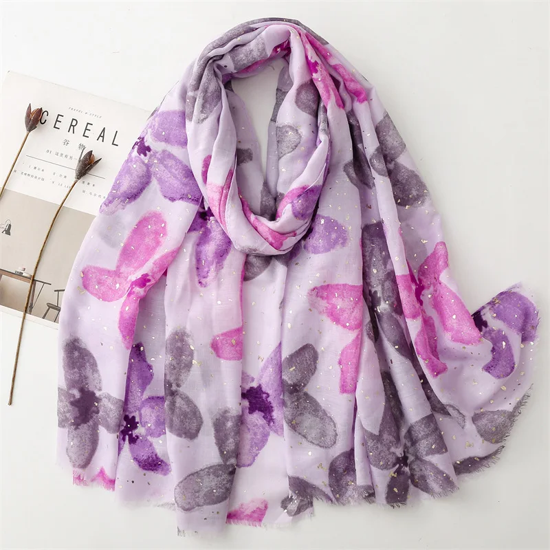 Glitter Shimmer Fireworks Floral Fringe Viscose Shawl Scarf Lady High Quality Wrap Pashmina Stole Bufandas Muslim Hijab 180*90Cm