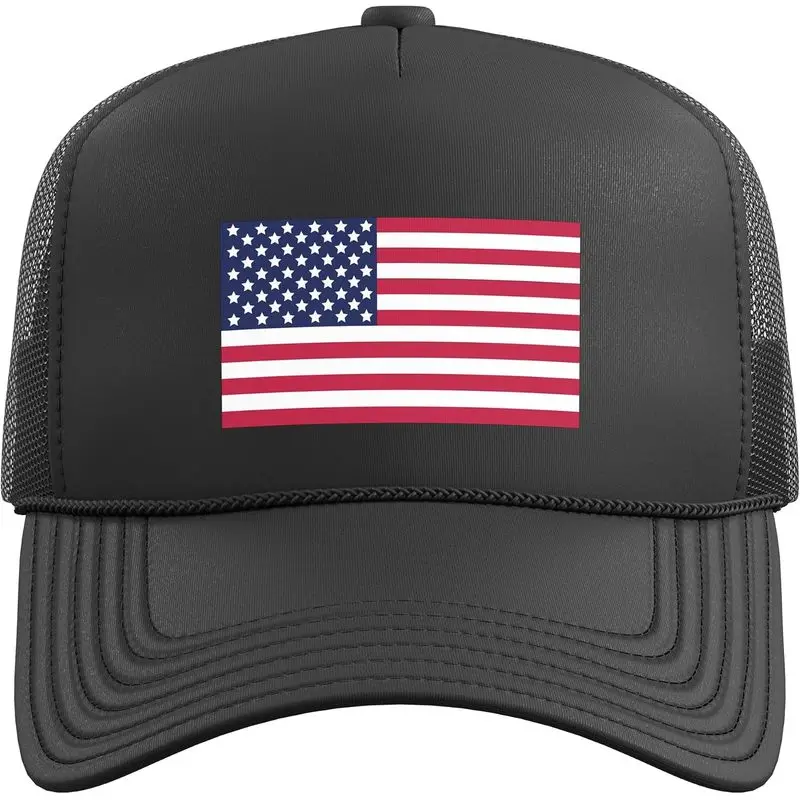 United States Flag Trucker Hat with Adjustable Mesh Back