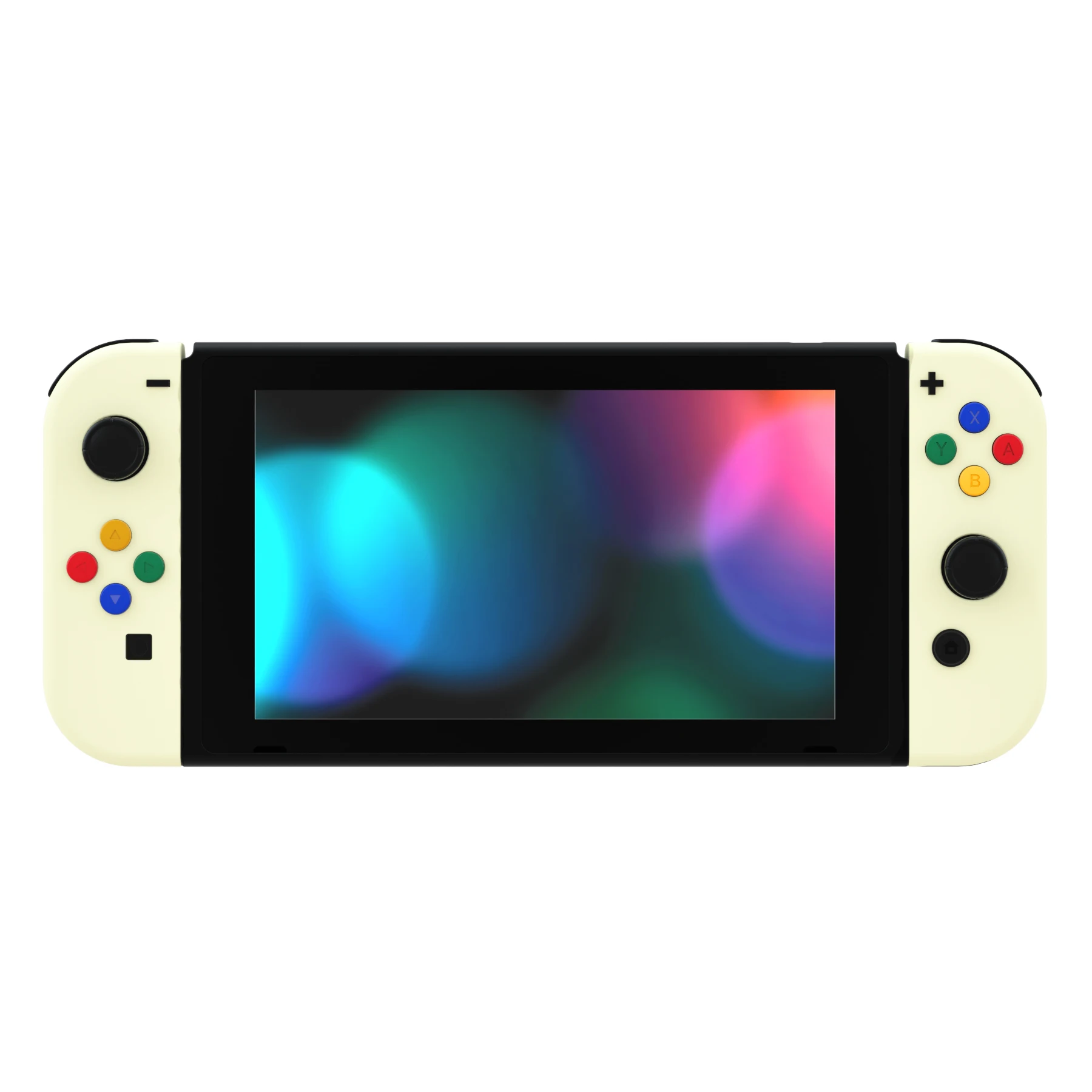 Extremerate Licht Crème Soft Touch Controller Behuizing Shell Cover Met Kleurrijke Knoppen Voor Ns Schakelaar Joycon & Oled