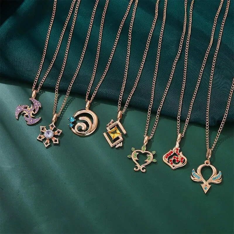 New Genshin Impact Necklace Seven Elements Eye of God Pendant Genshin Impact Metal cos Necklace