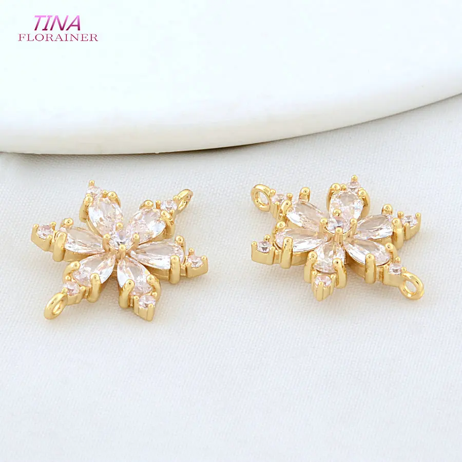 6PCS 14,5*20,5 MM 18K Gold Farbe Messing 2 Löcher Verbinden Blumen Charms Anhänger Halskette Ohrringe schmuck Machen DIY Zubehör – Detail 3