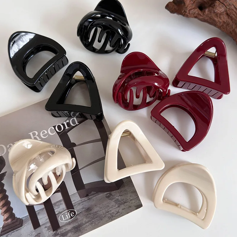 Retro dyniowa geometria spinka do włosów damskie dziewczęce eleganckie spinki do włosów klipsy rekina krab Barrettes wysoki kucyk pół wiązane nakrycie głowy do włosów